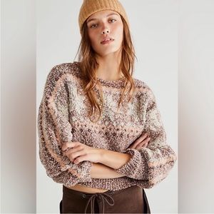 NWT Free People Snowflake Sweater Gingerbread Combo
